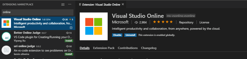 Visual Studio Online Extension